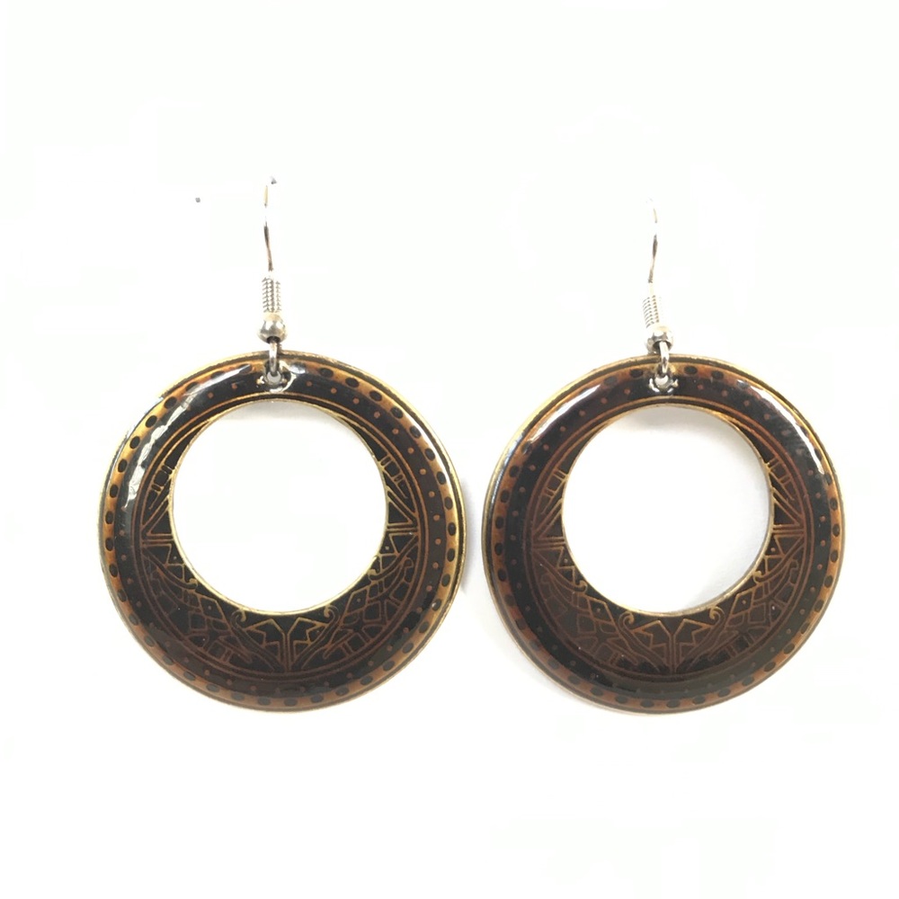 FREE Guess Brown Tortoise Circle Dangle Earrings